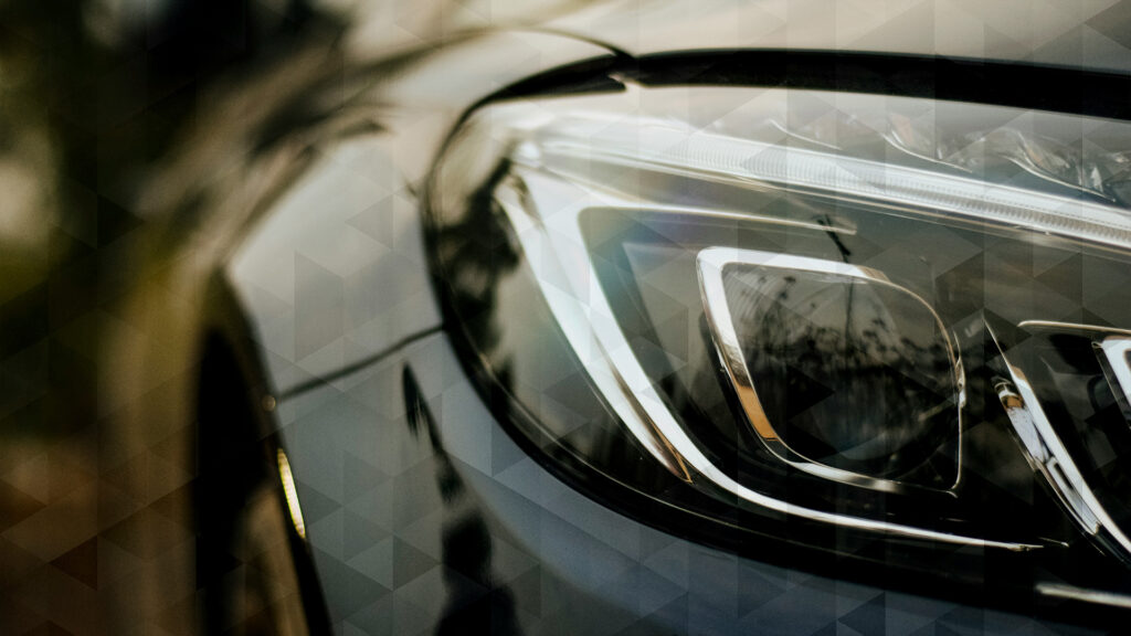 A luxury car leadlight